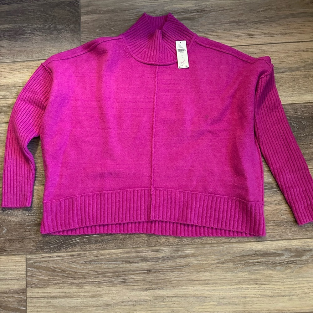 Anthropologie Maeve Pink Knit Sweater with Ribbed Cuffs